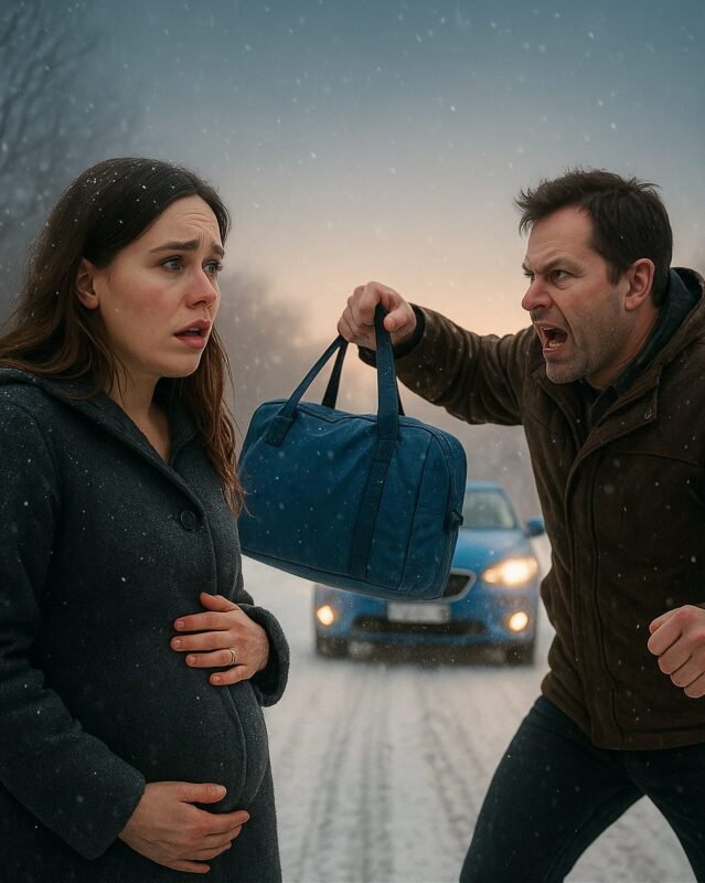 Auf dem Weg zur Geburtstagsfeier meiner Schwiegermutter ist plötzlich mein Wasser gebrochen; wütend ließ er mich einfach auf der verschneiten Straße zurück — neun Monate schwanger