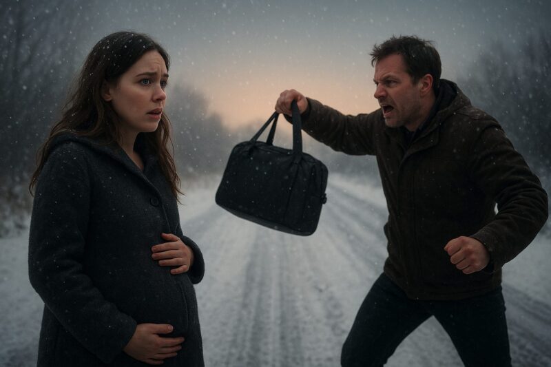 Auf dem Weg zur Geburtstagsfeier meiner Schwiegermutter ist plötzlich mein Wasser gebrochen; wütend ließ er mich einfach auf der verschneiten Straße zurück — neun Monate schwanger
