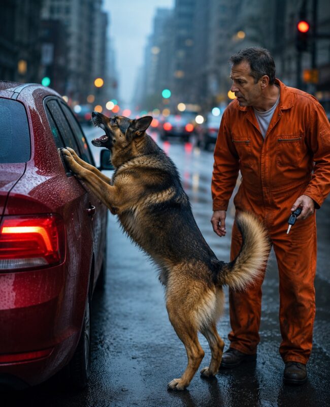 Als die Polizei schließlich den Kofferraum des Autos öffnete, erstarrten alle… und sie verstanden sofort, warum dieser Hund verzweifelt versucht hatte, ihn zu öffnen
