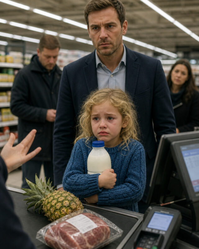 Ein achtjähriges Mädchen bat mich, Milch für ihren Bruder zu kaufen… Am nächsten Tag stand ein Mann, der hinter ihr in der Schlange gestanden hatte, mit Sicherheitsleuten vor meiner Tür...