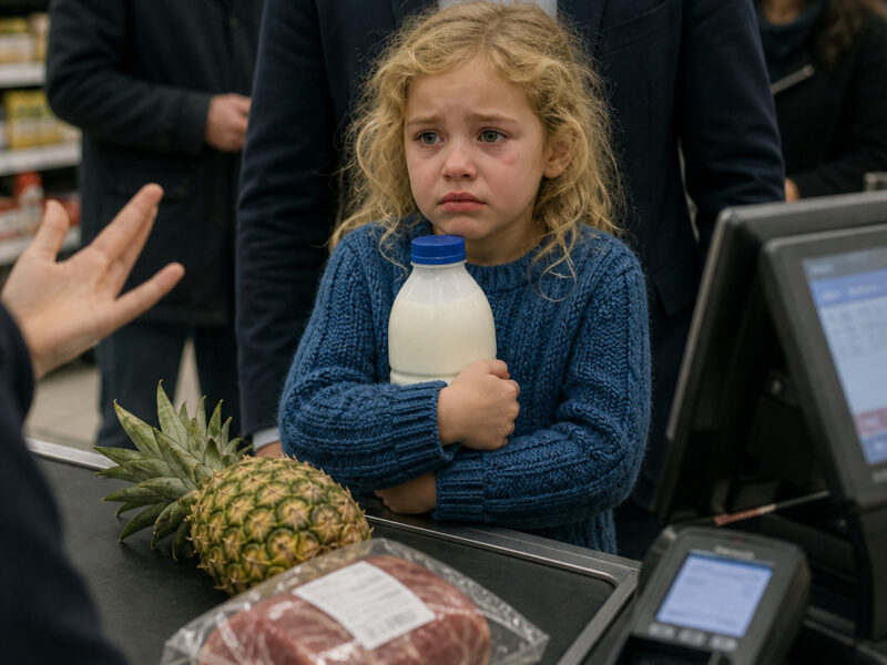 Ein achtjähriges Mädchen bat mich, Milch für ihren Bruder zu kaufen… Am nächsten Tag stand ein Mann, der hinter ihr in der Schlange gestanden hatte, mit Sicherheitsleuten vor meiner Tür...