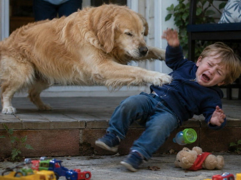 Wir wollten unseren alten blinden Hund loswerden... Er war seit Jahren nicht mehr gerannt… bis zu dem Tag, an dem er meinen Enkel brutal von der Veranda stieß...