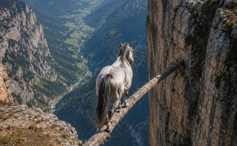 Alle glaubten, dass dieses Pferd direkt vor ihren Augen sterben würde... Doch niemand wusste, warum es auf dieser Klippe sein Leben aufs Spiel setzte