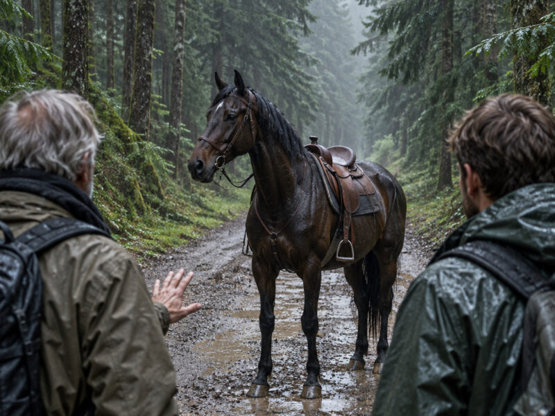 Ein Fotografenpaar entdeckt mitten im Wald ein Pferd, das sich äußerst merkwürdig verhält. Das Tier weigert sich hartnäckig, sie weitergehen zu lassen. Als sie schließlich begreifen, worauf es sie aufmerksam machen will, rufen sie sofort den Rettungsdienst...