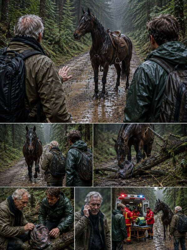 Ein Fotografenpaar entdeckt mitten im Wald ein Pferd, das sich äußerst merkwürdig verhält. Das Tier weigert sich hartnäckig, sie weitergehen zu lassen. Als sie schließlich begreifen, worauf es sie aufmerksam machen will, rufen sie sofort den Rettungsdienst...
