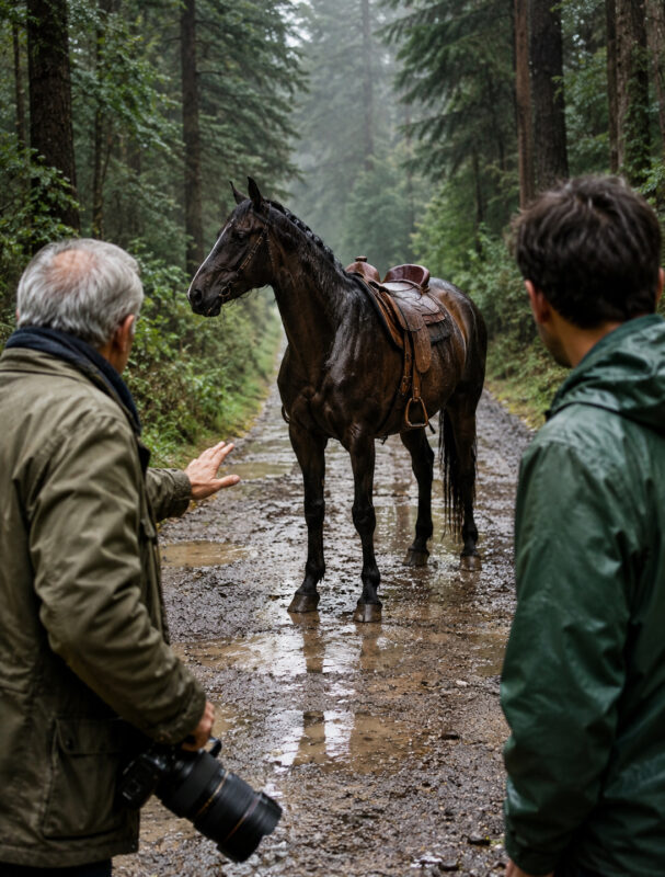 Ein Fotografenpaar entdeckt mitten im Wald ein Pferd, das sich äußerst merkwürdig verhält. Das Tier weigert sich hartnäckig, sie weitergehen zu lassen. Als sie schließlich begreifen, worauf es sie aufmerksam machen will, rufen sie sofort den Rettungsdienst...