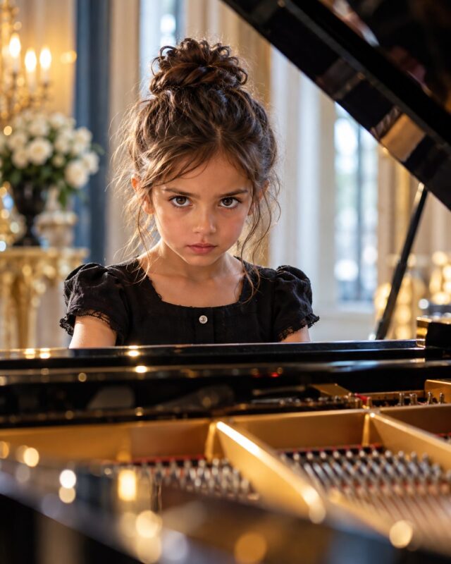 Sie lachten über das kleine Mädchen, als sie behauptete, Klavier spielen zu können … doch in dem Moment, als sie ihre Hände auf die Tasten legte, verschwand das Lächeln des reichen Erben